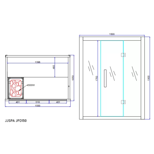 Piano per la sauna JFO150.