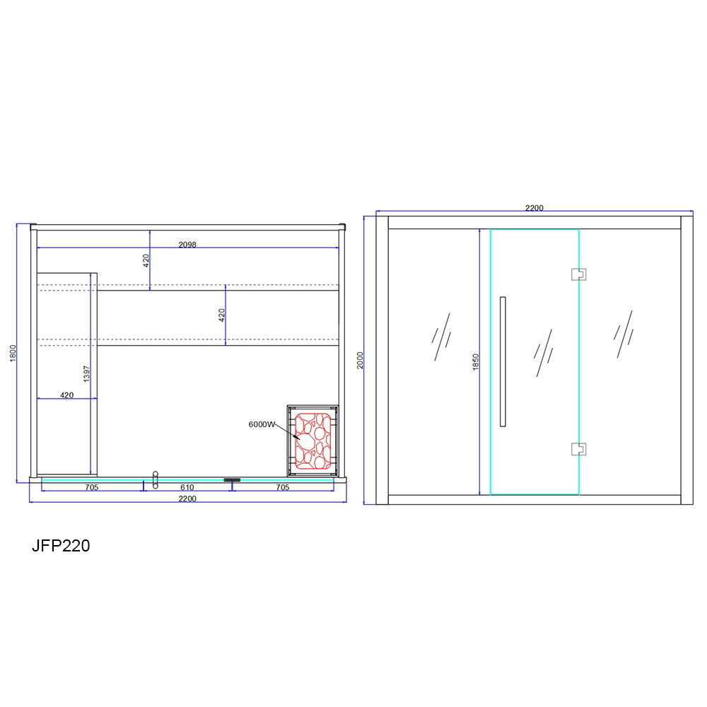 Piano per la sauna JFP220.
