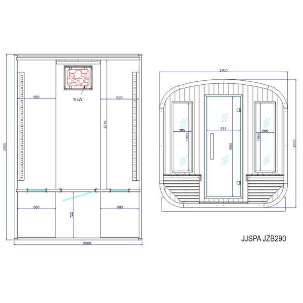 Piano per la sauna JZB290.