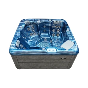 Spa JJSPA Gamma 323, acrilico blu Oceanwave e rivestimento grigio.