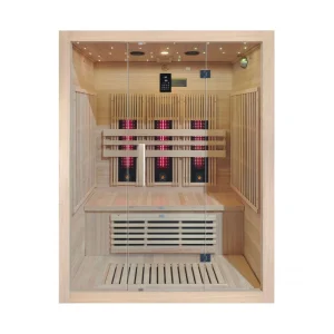 Sauna a infrarossi JJSPA JI150A per tre persone in legno di hemlock canadese con cielo stellato LED RGB