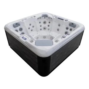 Spa JJSPA Beta 523, acrilico effetto marmo bianco e rivestimento grigio.